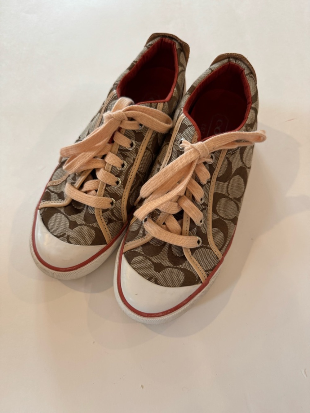 Coach Barrett Canvas Logo Sneakers, Tan, W7.5